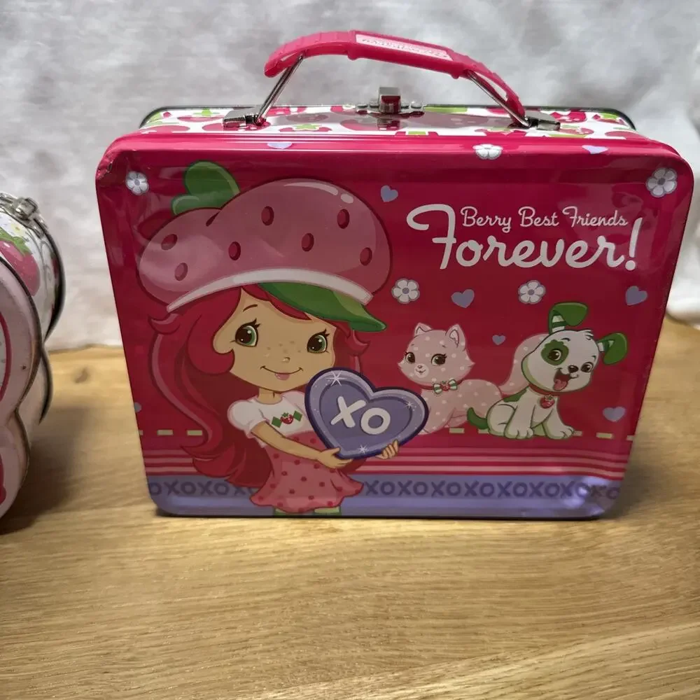 Y2k Strawberry Shortcake Lot Mini Doll With Dvd & 3 Lunch Boxes